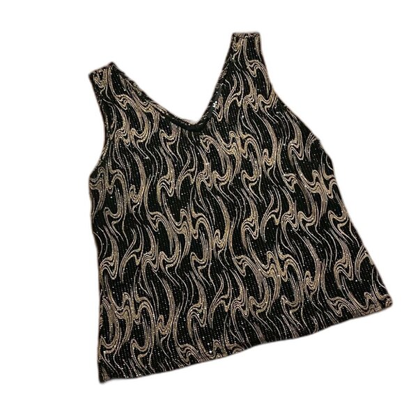 Jump Tops - Jump Apparel Women's Black & Bronze  Metallic Sparkle Tank Size XL